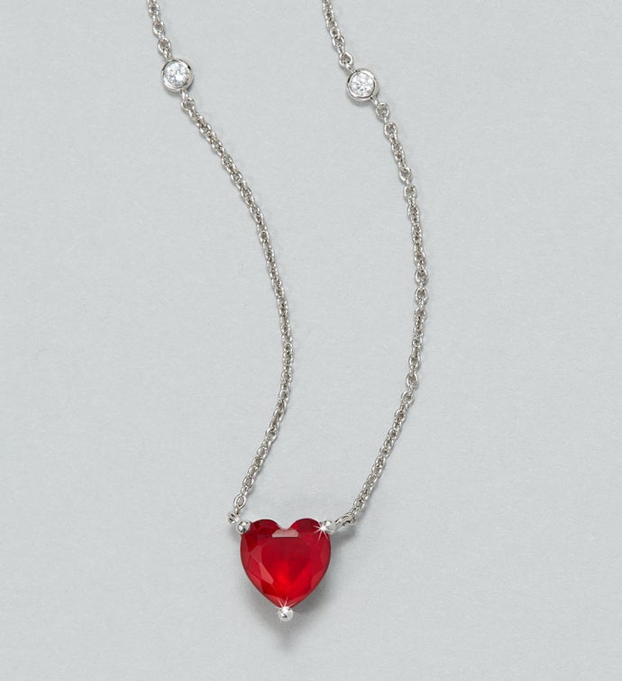 Crislu® Ruby Red Heart Necklace